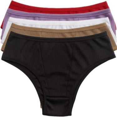 Imagem de Kit Calcinha Feminina 5 Unidades Tecido Canelado Confortvel Lingerie B
