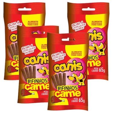 Imagem de Ração para Cachorro Petisco Canis 65gr Sabor Carne Kit 4un