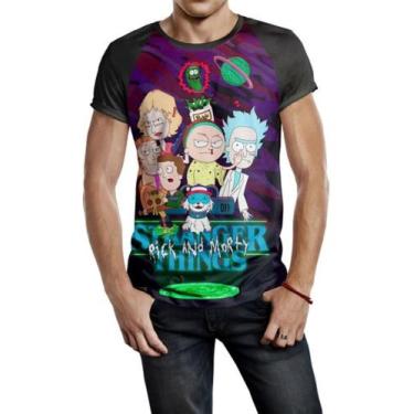 Imagem de Camiseta Raglan Masculina Stranger Things Rick E Morty Re619 - smoke, 