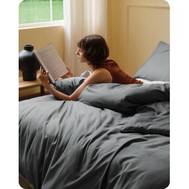 Imagem de Conjunto de capa de edredom Bedsure Cooling Queen Size cinza escuro