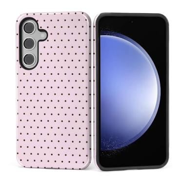 Imagem de MQJCYB Capa para Samsung Galaxy S23 FE, híbrida, resistente, 2 em 1, de corpo inteiro, resistente, à prova de choque, capa brilhante para Samsung Galaxy S23 FE Bolinhas Estética Rosa