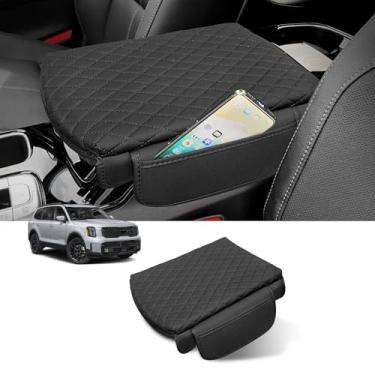 Imagem de Rilsen Capa de console central personalizada para Kia Telluride 2026 2025-2020 acessórios de capa de apoio de braço de couro PU protetor de caixa de assento com bolsos bolsa de armazenamento