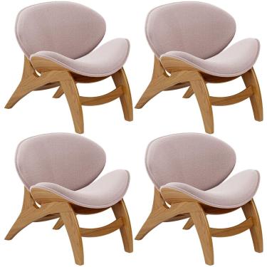 Imagem de Kit 4 Poltronas Decorativa Orgânica Sala Living Kadosh L02 Bouclê Rosê - Lyam Decor