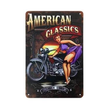 Imagem de Placa De Metal Vintage Da Estação De Gasolina Route 66 Com Meninas Pin