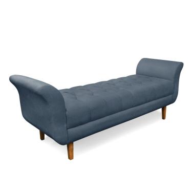 Imagem de Recamier Olinda Suede 160 Cm Pés Chanfrado Castanhos - D'rossi Cor Azul Marinho