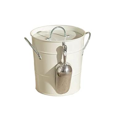 Imagem de Baldes de gelo Balde de gelo de parede dupla de 3,5 litros Baldes isolados com tampa e colher de metal espesso, banheira de bebida de festa para festas de cozinha em casa, bar de coquetéis (branco)