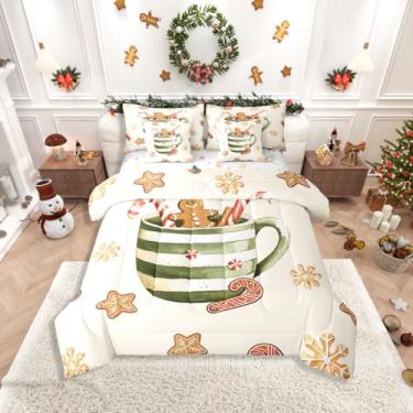 Imagem de Erosebridal Jogo de cama solteiro masculino de gengibre com lençóis, Merry Christmas, 7 peças, bengala doce, para quarto de crianças, meninos, meninas, adultos e crianças