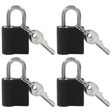 Imagem de Cionyce 4 minicadeados com chaves, fechaduras de bagagem para viagem, malas, mochilas, armários de academia, armários, caixas de ferramentas (preto)