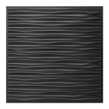 Imagem de Art3dwallpanels Azulejos de teto 61 x 61 cm para decoração de parede interna, pacote com 24 painéis de parede 3D com classificação de fogo à prova d'água PVC premium, painéis de parede sem queda e