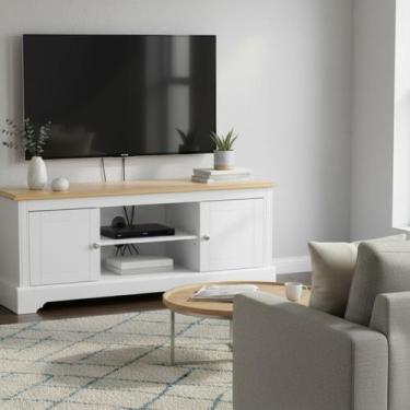 Imagem de Rack para Tv 50 Polegadas Tampo de Madeira Maciça Louise - Treboll