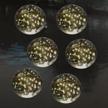 Imagem de Luzes flutuantes para piscina movidas a energia solar - Bolas flutuantes infláveis à prova d'água de 35,5 cm, luzes de LED brancas quentes de 3000 K que flutuam para decorações de festa, desvio de
