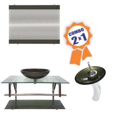 Imagem de Combo 2 em 1 - Gabinete 80cm Noruega + Torneira Ibiza - EKASA, Ouro En