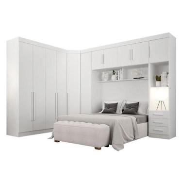 Imagem de Quarto de Casal Modulado 11 Portas Orion Branco - Leifer Móveis