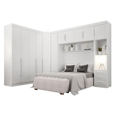 Imagem de Quarto De Casal Modulado 11 Portas Orion Branco - Leifer Móveis