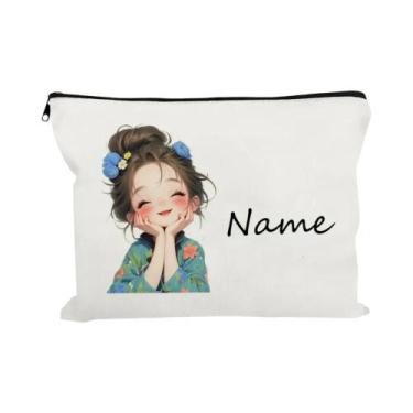 Imagem de Bolsa De Maquiagem Personalizada Com Padrão De Menina Vintage, Bolsa D