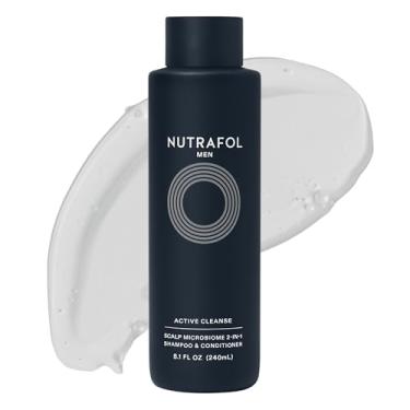 Imagem de Nutrafol Xampu e condicionador masculino 2 em 1, limpa, hidrata, desobstrui os poros, melhora o volume e a força do cabelo, formulado por médicos para queda de cabelo, seguro para cor, sem sulfato –