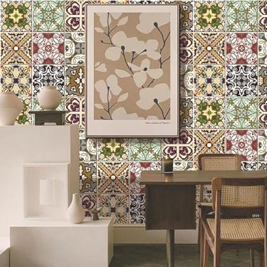 Imagem de Azulejos de parede vintage, papel de parede impermeável para cozinha, banheiro, lavanderia, decoração de parede fácil de limpar (estilo4)