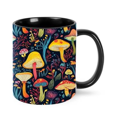 Imagem de Caneca de café de cogumelo de 325 ml Caneca de chá de cerâmica engraçada para mulheres canecas de porcelana com alça segura para lava-louças e micro-ondas