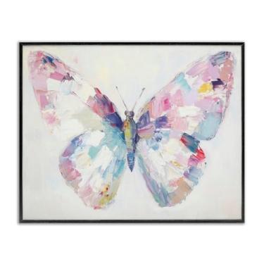 Imagem de Stupell Industries Borboleta com joias sobre arte giclée emoldurada branca esbranquiçada, design por Petal Prints Design, 28 x 35 cm