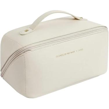 Imagem de Bolsa Necessarie para Cosméticos, com Divisórias, Ideal para Maquiagem e Uso Diário TIKTOK (BEGE)