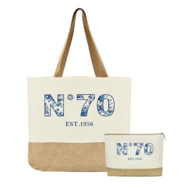 Imagem de Jeteman Presentes de aniversário de 70 anos para mulheres, bolsa de 70 anos, presentes para amigas, irmãs, mães, avós, esposas, tias, reutilizáveis, azuis, florais, 1956, sacolas de maquiagem para