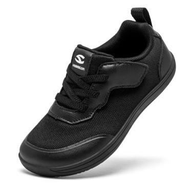 Imagem de HOBIBEAR Tênis de caminhada minimalista para meninos e meninas | Tênis de queda zero (bebê/criança pequena/criança grande), Preto, 11 Wide Little Kid