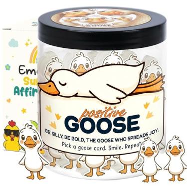Imagem de Pote de ganso positivo, ganso de apoio emocional com 60 cartões de afirmação, presentes de ganso para mulheres, adolescentes, meninas, amigas, filha - ganso bobo, presentes engraçados para crianças