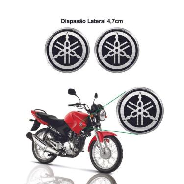Imagem de Adesivo Moto Logo Yamaha Modelo Original Escovado Resinado 5,1 X 5,1 Cm