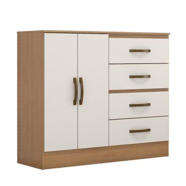 Imagem de Cômoda Lite 2 Portas E 4 Gavetas Nature-off White - Móveis Leão Nature-off White