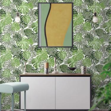 Imagem de Papel De Parede Santorini Folhagem Verde Sn42