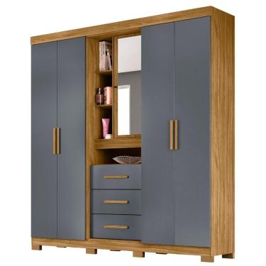 Imagem de Guarda Roupa Casal Eldorado 5 Portas Freijó Cinza Moval