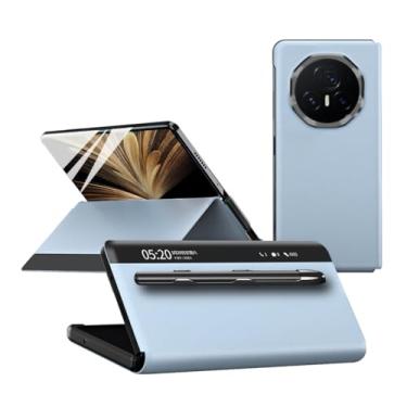 Imagem de FWYANZH Capa flip para Honor Magic V5, capa de couro Smart View com compartimento para caneta e função de suporte capa de proteção completa, azul, V5