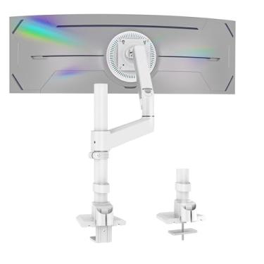 Imagem de GUZHIKU Braço de monitor para 17 a 152 cm, suporta 20 kg, suporte de mesa resistente totalmente ajustável, suporte para monitor 57 55 124.5 cm, suporte de monitores Ultrawide, braçadeira/base de ilhós
