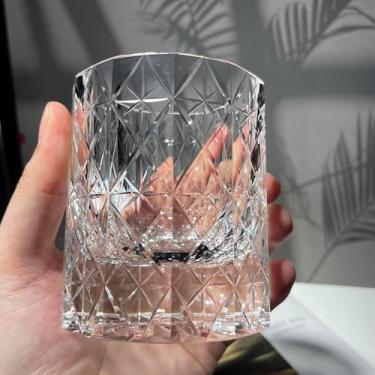 Imagem de suigetsu Copo de uísque de cristal cortado à mão 320 ml estilo Edo Copos de uísque -Cocktail-Vodka-Beer Copos de bebida em caixa de presente (estrelas)