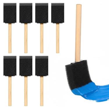 Imagem de LXUEJIE 8 pincéis de espuma para pintura, pincel de tinta de espuma de 5 cm, pincel de madeira para pintura, pincéis de esponja para colorir vernizes artesanais, desenho e limpeza