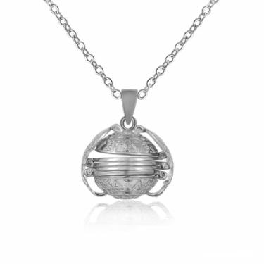 Imagem de Colar com medalhão flutuante de memória, joia com asas de anjo, corrente longa expansível (prata antiga)