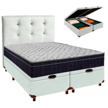 Imagem de Box Bau Branco+Colchão Casal Airtech 150 Ortobom+Cabeceira