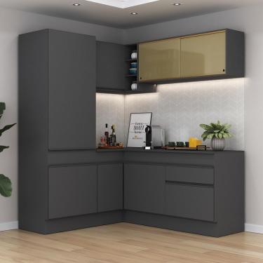 Imagem de Armário De Cozinha Completa De Canto Com Rodapé Preto