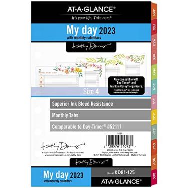 Imagem de Refil de agenda diário e mensal 2023 da AT-A-GLANCE, 52111 Day-Timer, 13,8 cm x 21,2 cm, tamanho 4, tamanho de mesa, Kathy Davis (KD81-125)