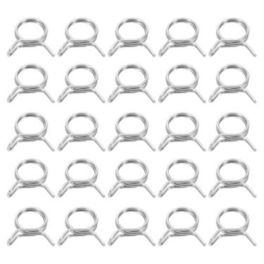 Imagem de HARFINGTON Clipes de mangueira de linha de combustível de fio duplo 18 mm ID 18-20,8 mm OD, 25 peças de clipes de mola de tubo de aço inoxidável para mangueira de ar, tubo de água, motocicleta