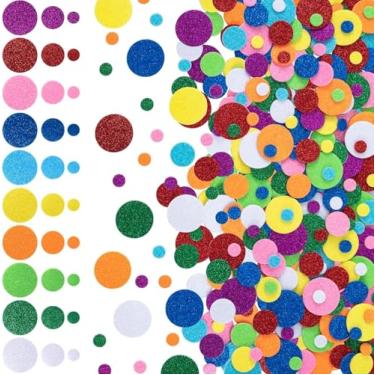 Imagem de 240 peças de adesivos de espuma redondos coloridos, decalques autoadesivos com glitter, artesanato de parede para álbuns, cartões, festivais, casa, escola, decoração