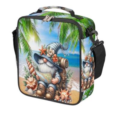 Imagem de hongjinglin Lancheira isolada para crianças, meninos, meninas, gnomo, verão, litoral, reutilizável, lancheira, caixa térmica para preparo de refeições, resistente à água, leve, para escola, viagem