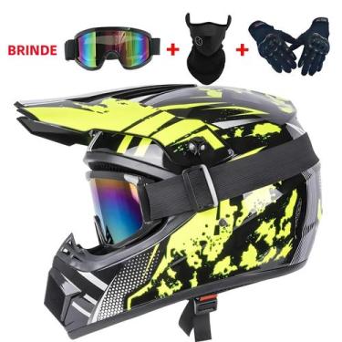 Imagem de Capacete De Motocross Integral Para Off-Road Com 3 Brindes Para Downhi