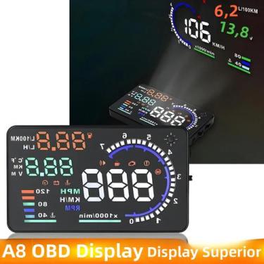 Imagem de Display Digital OBD2 HUD A8 Para Carro, Projetor De Velocidade E Tempe