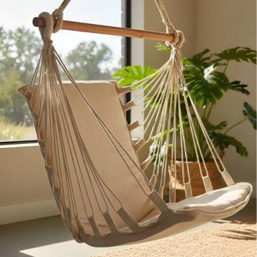 Imagem de Cadeira de Balanço Acolchoada Suspensa Rede de Teto