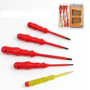 Imagem de Kit Jogo Chaves Isolada Fenda Philips 1000v Imantada Chave Teste 6 Pecas Ponta Magnetica Eletricista Eletronica