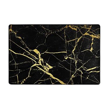 Imagem de Zeraoke Tapetes de área de mármore dourado preto para sala de estar 1,2 x 1,8 m, tapete macio e moderno, tapetes antiderrapantes para decoração de casa, tapete lavável para quarto, jantar, dormitório,