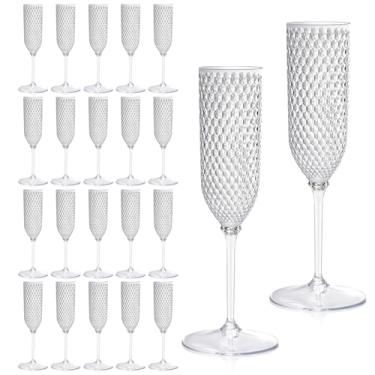 Imagem de XUWAIDSGN Pacote com 24 taças de champanhe transparentes destacáveis, 2 peças, taças de champanhe descartáveis de 156 g de plástico inquebrável, copos de champanhe, copos de vinho, reutilizáveis, para