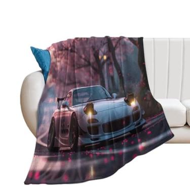 Imagem de HouLaiZhe Cobertor super macio flanela flor de cerejeira carro Rx7 JDM cobertores refrescantes leves para sofá-cama cadeira sofá carro viagem ao ar livre leve quente 178 cm x 203 cm