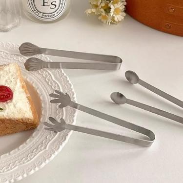 Imagem de Conjunto de mini pinças de aço inoxidável de 3 peças, grampos de cozinha multiuso para churrasco, gelo, carne e pão, resistente ao calor e durável